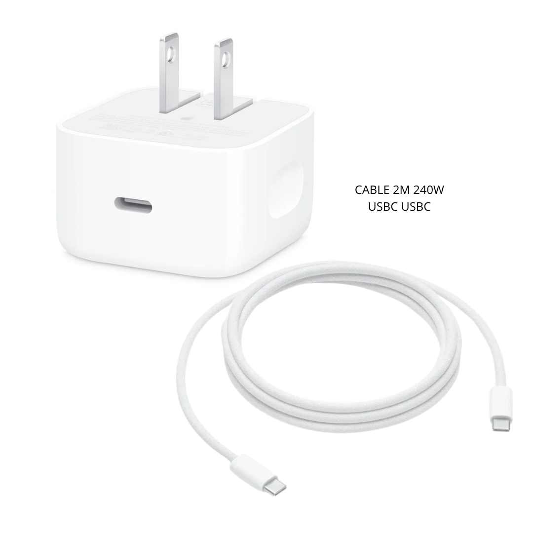 Cargador Iphone Original 40w Dinamico 60w Max + Cable USBC USBC 240w 2 Metros 17 Pro Max /16 Pro Max/15 Pro Max