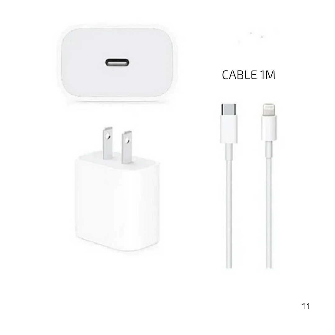 Cargador Iphone Original 20w + Cable Lightning To Usbc 1 Metro