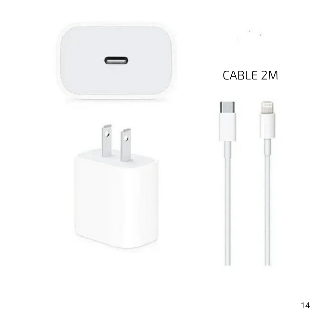 Cargador Iphone Original 20w + Cable Lightning To Usbc 2 Metros