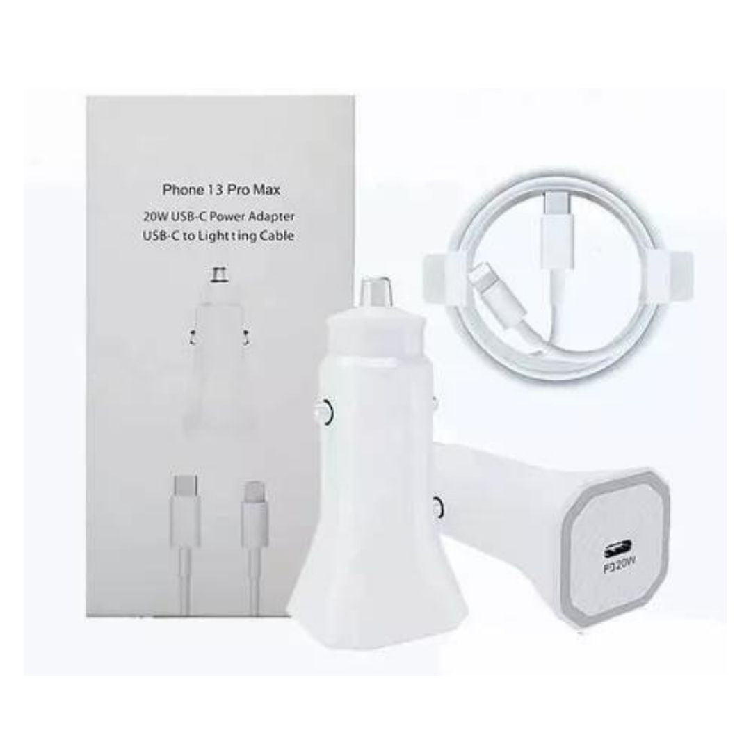 Cargador Carro Iphone 20w + Cable Lightning To Usbc