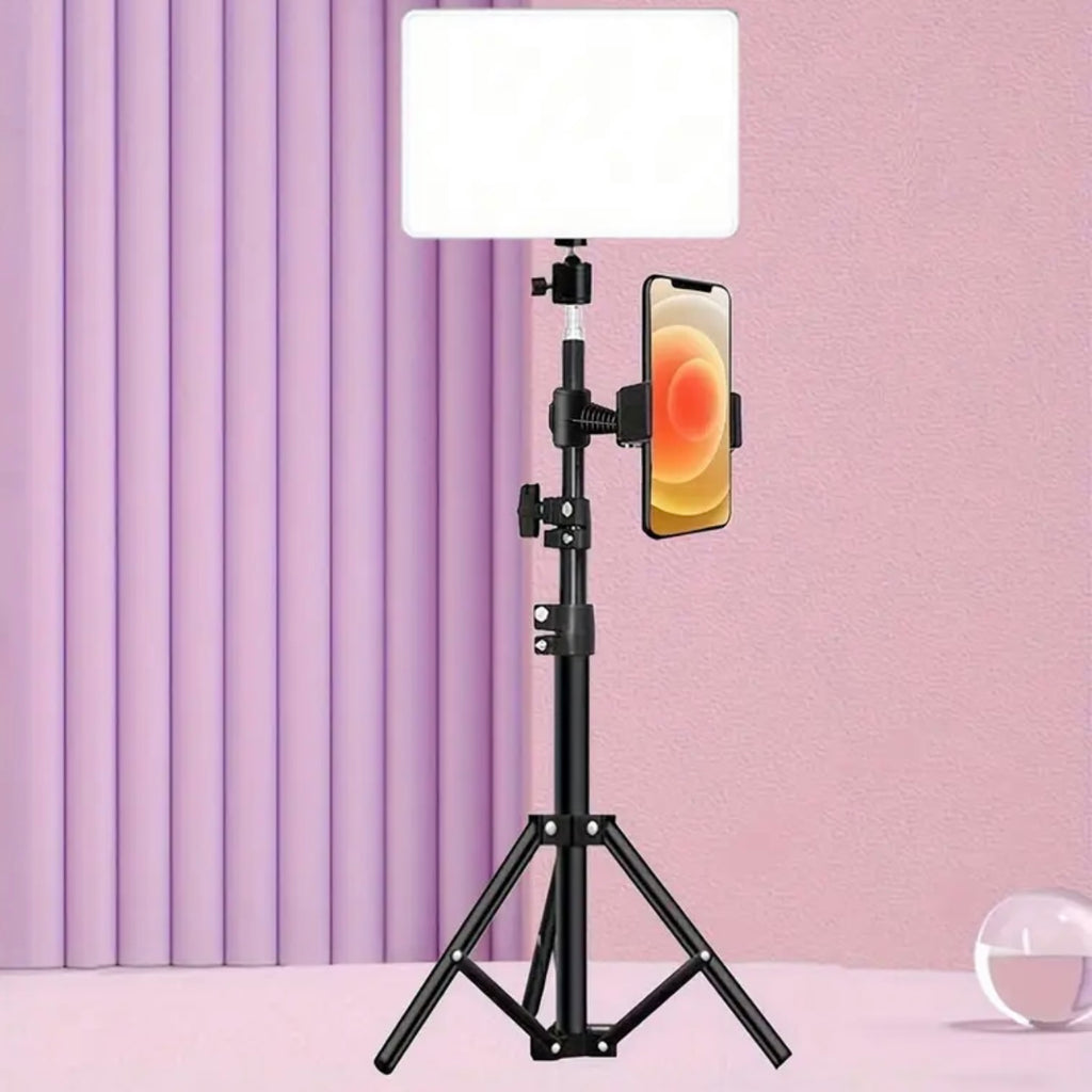 Luz De Panel Led Con Soporte O Tripode De Hierro Ajustable Hasta 1.1m Kit Creadores De Contenido