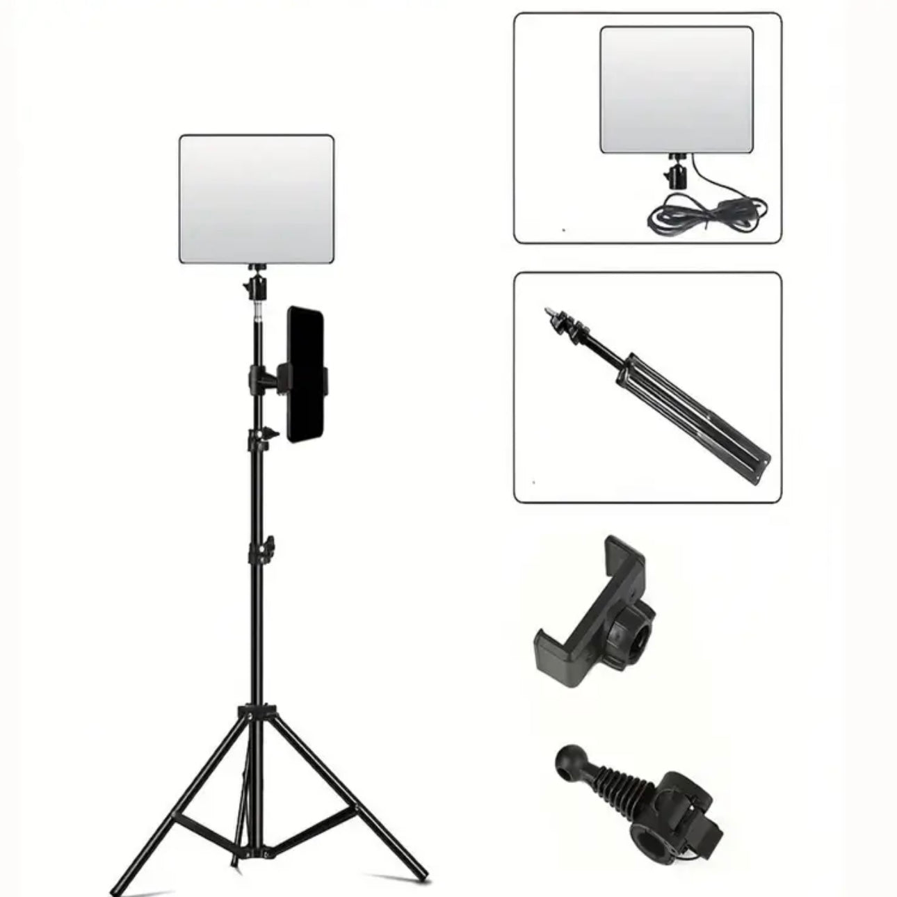 Luz De Panel Led Con Soporte O Tripode De Hierro Ajustable Hasta 1.1m Kit Creadores De Contenido