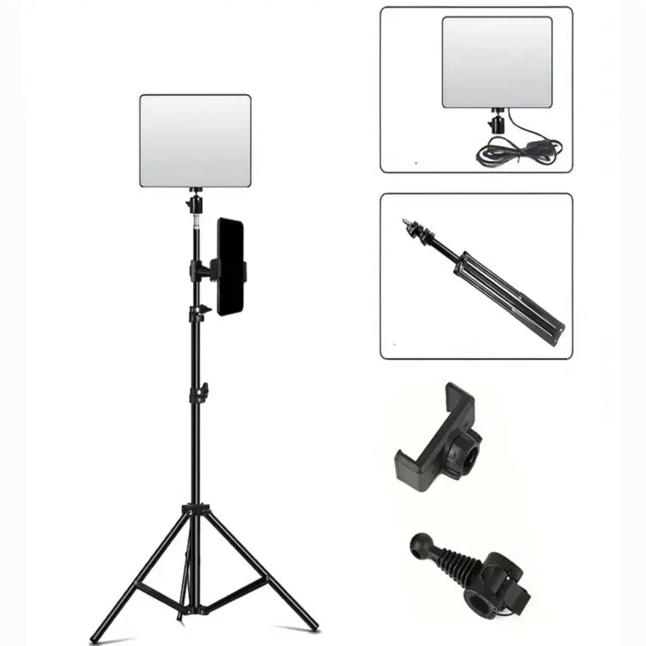 Luz De Panel Led Con Soporte O Tripode De Hierro Ajustable Hasta 1.1m Kit Creadores De Contenido